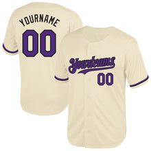 Laden Sie das Bild in den Galerie-Viewer, Custom Cream Purple-Black Mesh Authentic Throwback Baseball Jersey
