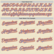 Laden Sie das Bild in den Galerie-Viewer, Custom Cream Powder Blue-Orange Mesh Authentic Throwback Baseball Jersey
