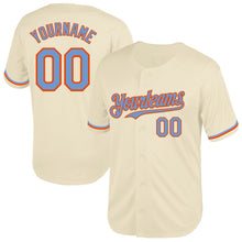 Load image into Gallery viewer, Custom Cream Powder Blue-Orange Mesh Authentic Throwback Baseball Jersey
