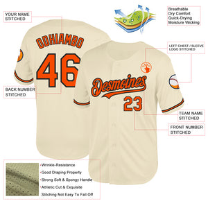 Custom Cream Orange-Black Mesh Authentic Throwback Baseball Jersey