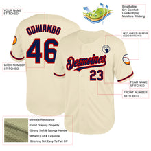 Load image into Gallery viewer, Custom Cream Navy-Red Mesh Authentic Throwback Baseball Jersey
