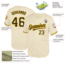 Load image into Gallery viewer, Custom Cream Black-Gold Mesh Authentic Throwback Baseball Jersey
