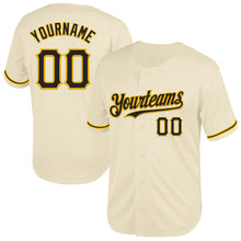 Load image into Gallery viewer, Custom Cream Black-Gold Mesh Authentic Throwback Baseball Jersey
