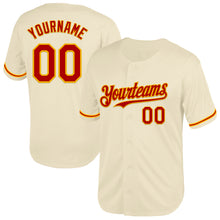 Load image into Gallery viewer, Custom Cream Red-Gold Mesh Authentic Throwback Baseball Jersey
