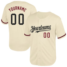 Load image into Gallery viewer, Custom Cream Black-Crimson Mesh Authentic Throwback Baseball Jersey
