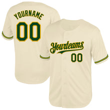 Load image into Gallery viewer, Custom Cream Green-Gold Mesh Authentic Throwback Baseball Jersey
