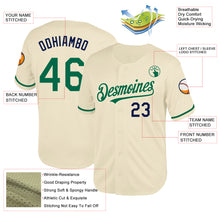 Load image into Gallery viewer, Custom Cream Kelly Green-Navy Mesh Authentic Throwback Baseball Jersey
