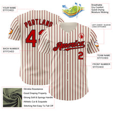 Load image into Gallery viewer, Custom Cream (Black White Pinstripe) Red-Black Authentic Baseball Jersey
