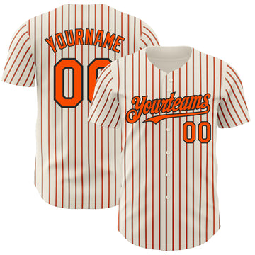 Custom Cream (Black Orange Pinstripe) Orange-Black Authentic Baseball Jersey