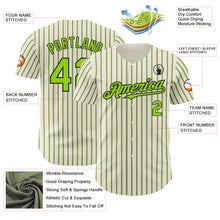 Load image into Gallery viewer, Custom Cream (Black Neon Green Pinstripe) Neon Green-Black Authentic Baseball Jersey
