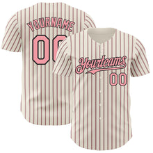 Load image into Gallery viewer, Custom Cream (Black Medium Pink Pinstripe) Medium Pink-Black Authentic Baseball Jersey
