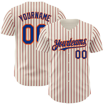 Custom Cream (Royal Orange Pinstripe) Royal-Orange Authentic Baseball Jersey