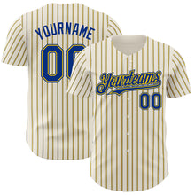 Load image into Gallery viewer, Custom Cream (Royal Yellow Pinstripe) Royal-Yellow Authentic Baseball Jersey
