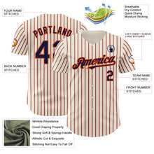 Load image into Gallery viewer, Custom Cream (Navy Orange Pinstripe) Navy-Orange Authentic Baseball Jersey

