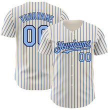 Load image into Gallery viewer, Custom Cream (Navy Light Blue Pinstripe) Light Blue-Navy Authentic Baseball Jersey
