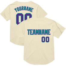 Load image into Gallery viewer, Custom Cream Purple-Teal Mesh Authentic Throwback Baseball Jersey
