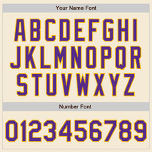 Загрузить изображение в средство просмотра галереи, Custom Cream Purple-Gold Authentic Baseball Jersey
