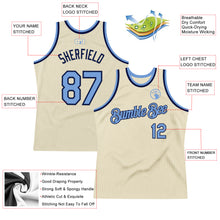 Laden Sie das Bild in den Galerie-Viewer, Custom Cream Light Blue-Navy Authentic Throwback Basketball Jersey

