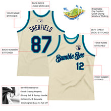 Charger l&#39;image dans la galerie, Custom Cream Navy-Teal Authentic Throwback Basketball Jersey
