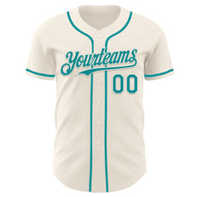 Laden Sie das Bild in den Galerie-Viewer, Custom Cream Teal Authentic Baseball Jersey
