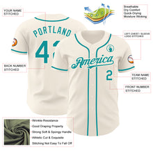 Laden Sie das Bild in den Galerie-Viewer, Custom Cream Teal Authentic Baseball Jersey
