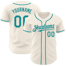 Laden Sie das Bild in den Galerie-Viewer, Custom Cream Teal Authentic Baseball Jersey

