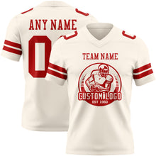 Load image into Gallery viewer, Custom Cream Red Authentic Football Jersey
