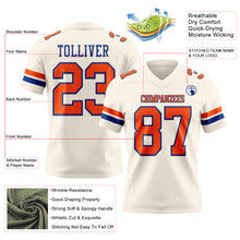 Load image into Gallery viewer, Custom Cream Orange-Royal Authentic Football Jersey
