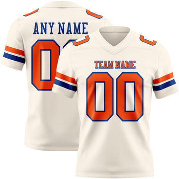 Custom Cream Orange-Royal Mesh Authentic Football Jersey