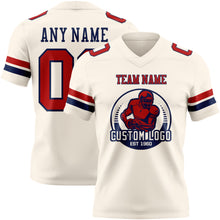 Load image into Gallery viewer, Custom Cream Red-Navy Authentic Football Jersey
