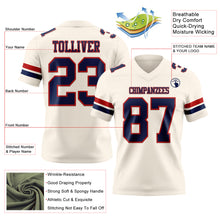 Load image into Gallery viewer, Custom Cream Navy-Red Authentic Football Jersey
