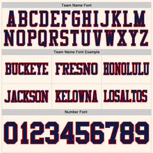 Load image into Gallery viewer, Custom Cream Navy-Red Authentic Football Jersey
