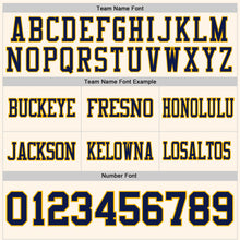 Load image into Gallery viewer, Custom Cream Navy-Gold Authentic Football Jersey
