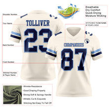 Load image into Gallery viewer, Custom Cream Navy-Light Blue Authentic Football Jersey
