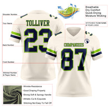 Загрузить изображение в средство просмотра галереи, Custom Cream Navy-Neon Green Authentic Football Jersey
