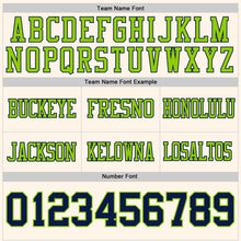 Загрузить изображение в средство просмотра галереи, Custom Cream Navy-Neon Green Authentic Football Jersey
