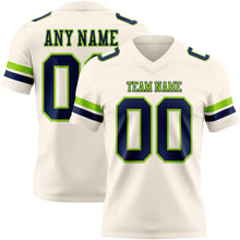 Загрузить изображение в средство просмотра галереи, Custom Cream Navy-Neon Green Authentic Football Jersey
