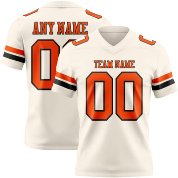 Custom Cream Orange-Black Mesh Authentic Football Jersey