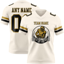 Load image into Gallery viewer, Custom Cream Black-Old Gold Authentic Football Jersey
