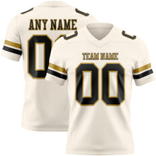 Load image into Gallery viewer, Custom Cream Black-Old Gold Authentic Football Jersey
