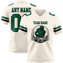 Load image into Gallery viewer, Custom Cream Kelly Green-Black Authentic Football Jersey
