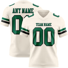Load image into Gallery viewer, Custom Cream Kelly Green-Black Authentic Football Jersey
