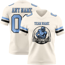 Load image into Gallery viewer, Custom Cream Light Blue-Black Authentic Football Jersey

