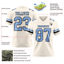 Load image into Gallery viewer, Custom Cream Light Blue-Black Authentic Football Jersey
