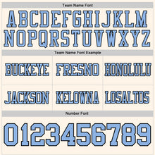Load image into Gallery viewer, Custom Cream Light Blue-Black Authentic Football Jersey
