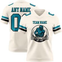 Load image into Gallery viewer, Custom Cream Teal-Black Authentic Football Jersey
