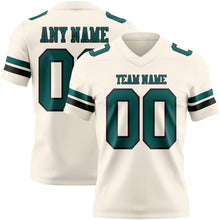 Load image into Gallery viewer, Custom Cream Midnight Green-Black Authentic Football Jersey
