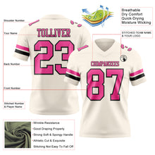 Load image into Gallery viewer, Custom Cream Pink-Black Authentic Football Jersey
