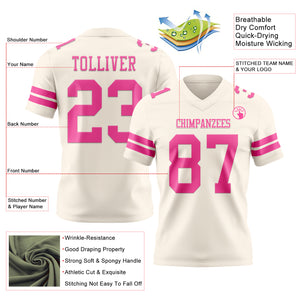 Custom Cream Pink Authentic Football Jersey