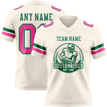 Load image into Gallery viewer, Custom Cream Pink-Kelly Green Authentic Football Jersey
